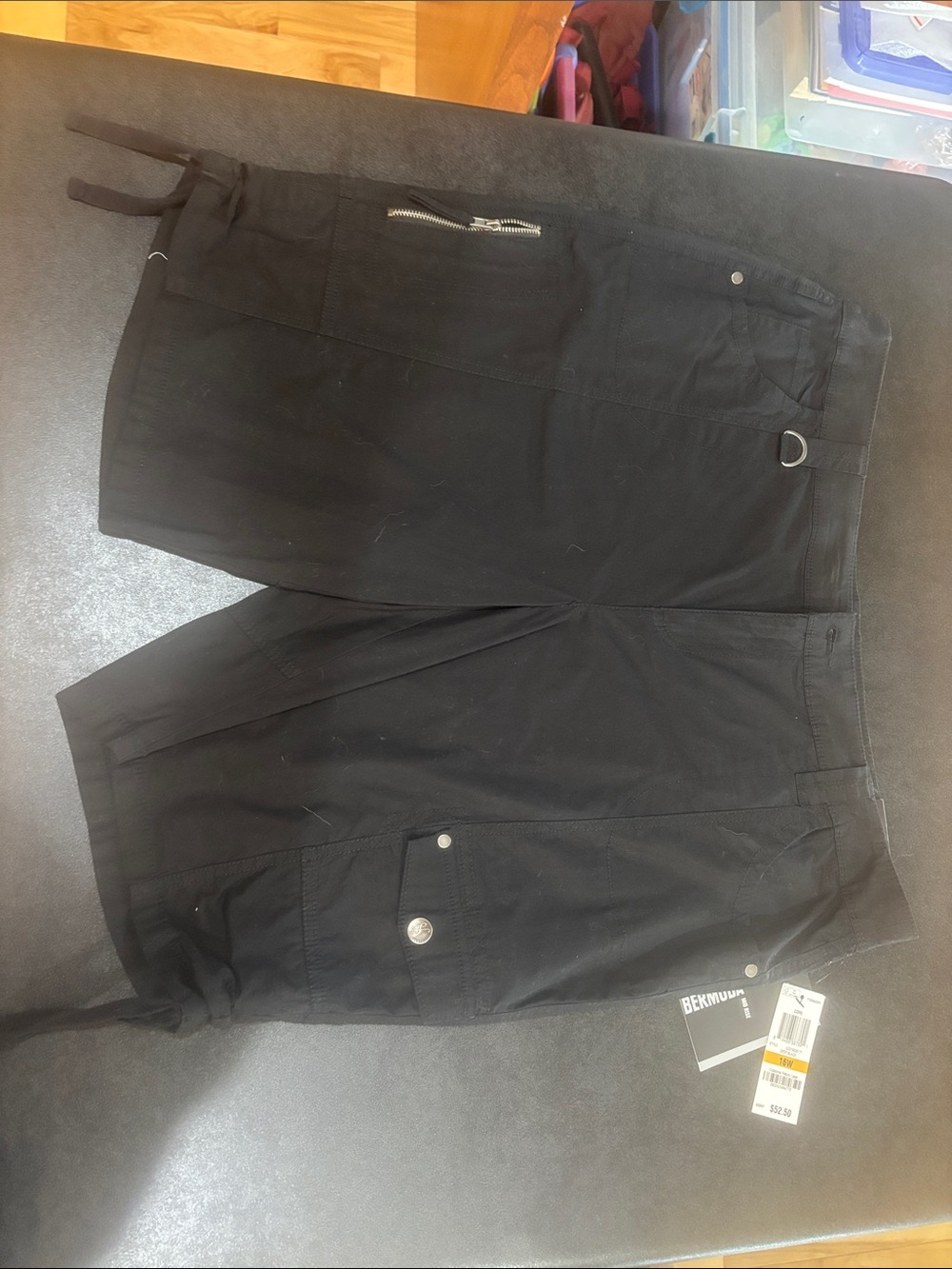 Style & Co. Black Bermuda Cargo Shorts with D-Ring